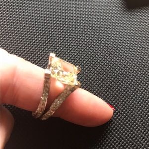 White gold citrine stone cocktail ring